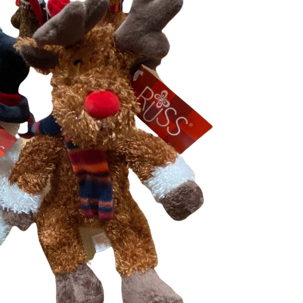 NWT Russ Berrie Glitter Critter Factory Christmas Decor Moose bendable plush